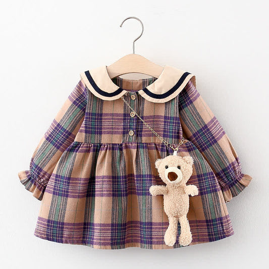 PladiBear - Purple Plaid Baby Girl Dress