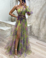 Women's Floral One-Shoulder Maxi Dress