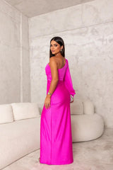 Serena - Sleek One-Shoulder Satin Women's Dress
