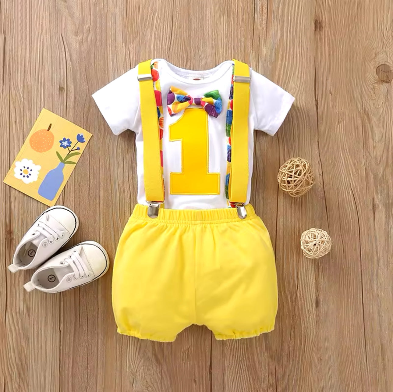 TINY HERO - 1st Birthday Baby Bodysuit & Shorts