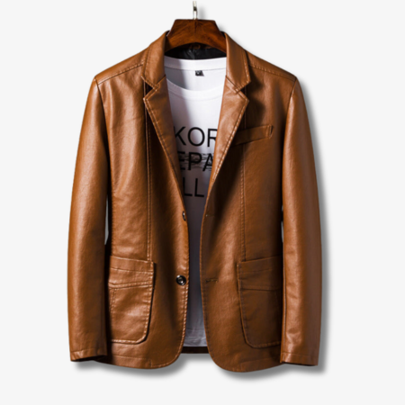 Davids – Faux Women's Leather Jacket with Stand Collar