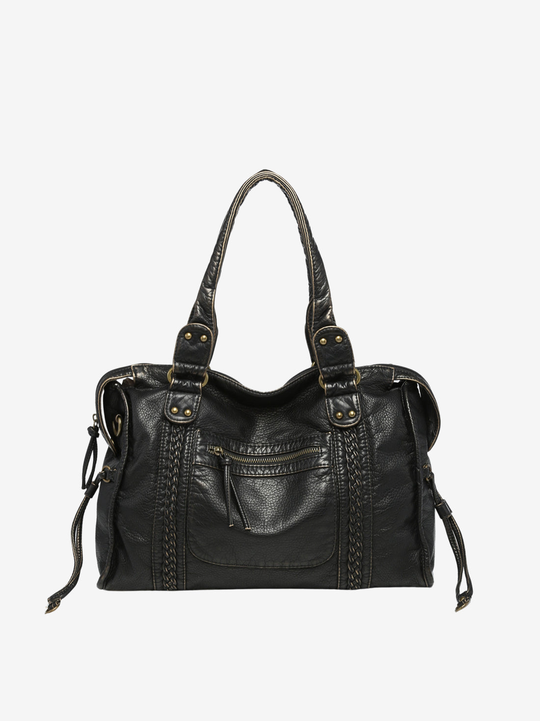 Adriana - Black Shoulder Bag in Vegan Leather with Versatile Carry Options for Women-1
