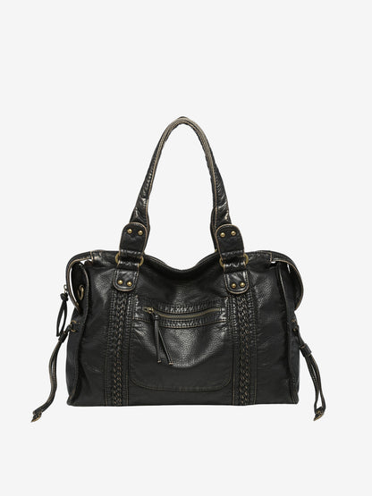 Adriana - Black Shoulder Bag in Vegan Leather with Versatile Carry Options for Women-1
