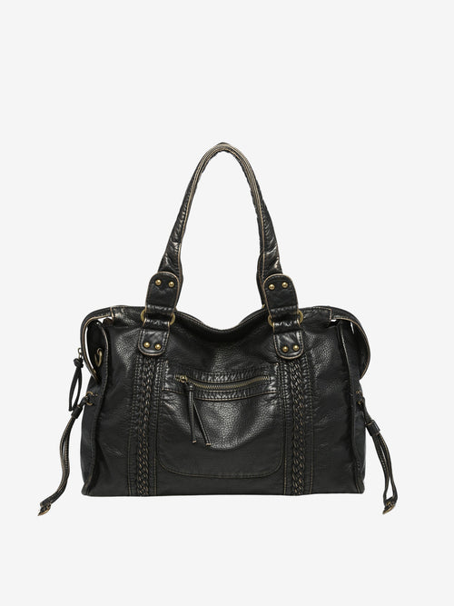Adriana - Black Shoulder Bag in Vegan Leather with Versatile Carry Options for Women-1