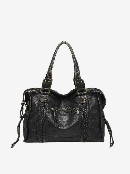 Adriana - Black Shoulder Bag in Vegan Leather with Versatile Carry Options for Women-1