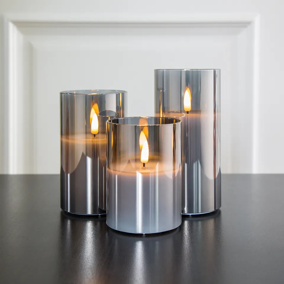 LumaGlow - Set of 3 LED Marble Effect Candles