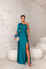 Serena - Sleek One-Shoulder Satin Women's Dress