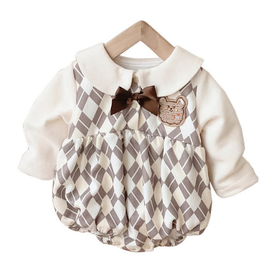 BEAR HUGS - Plaid Bow Baby Girl Bodysuit