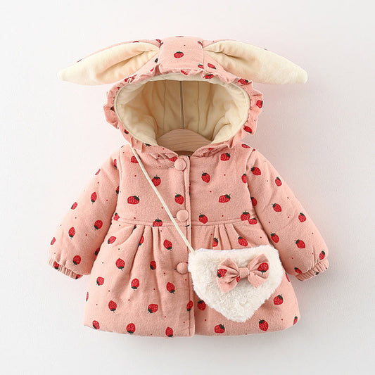 StrawberrySnuggle - Adorable Strawberry Quilted Baby Jacket/Coat