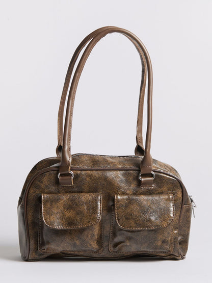 LuxeCraft - Sleek Distressed Leather Weekender Bag