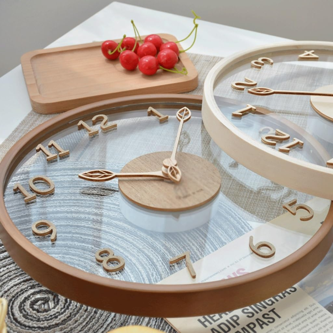 Nova - Modern Glass & Wooden Wall Clock
