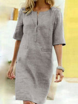Breeza – Cotton‑Linen Shift Women's Dress