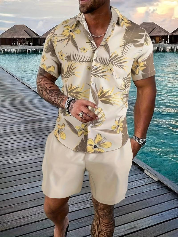 Kai - Tropical Print Men's Short Sleeve Shirt
