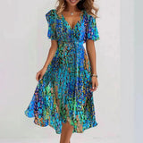 Luna - Flowy V-Neck Wrap Women's Dress