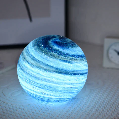 LunaGlow – Elegant Glass Moon Lamp with Cosmic Detailing