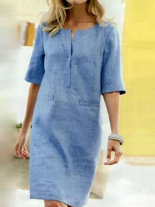 Breeza – Cotton‑Linen Shift Women's Dress