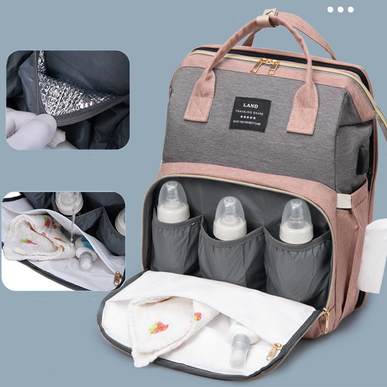 All in One Diaper Bag with Portable Crib