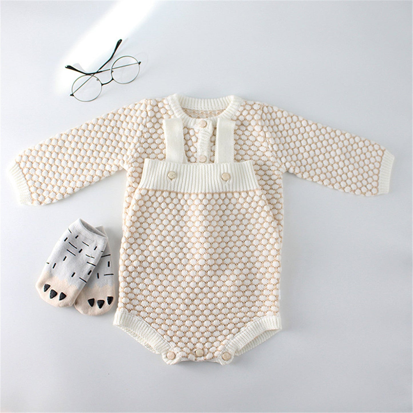 ZaraBaby - Cozy Cotton Cardigan & Romper Set