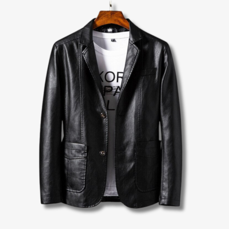 Davids – Faux Women's Leather Jacket with Stand Collar