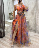 Women's Floral One-Shoulder Maxi Dress