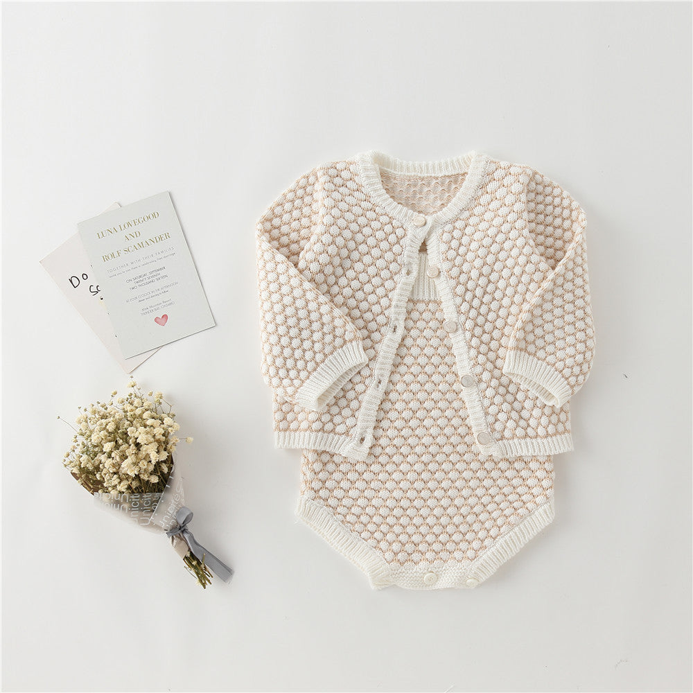 ZaraBaby - Cozy Cotton Cardigan & Romper Set