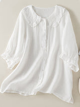 Women's Ruffle Neck Loose Shirt