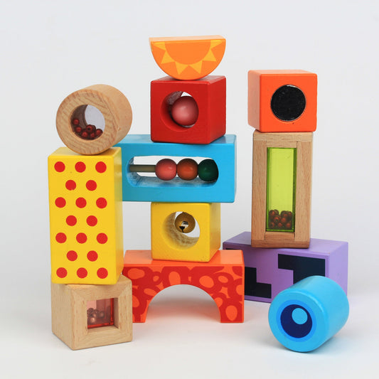 StackMasters - Colorful Wooden Baby Stacking Blocks