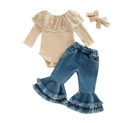 Little Fashionistas - Flared Baby Girls Jeans Set