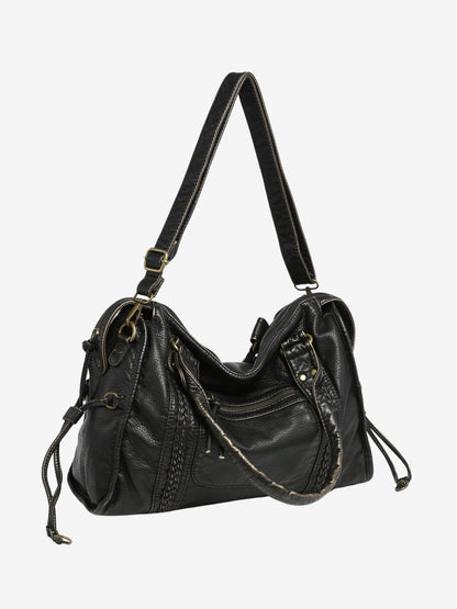 Adriana - Black Shoulder Bag in Vegan Leather with Versatile Carry Options for Women-5