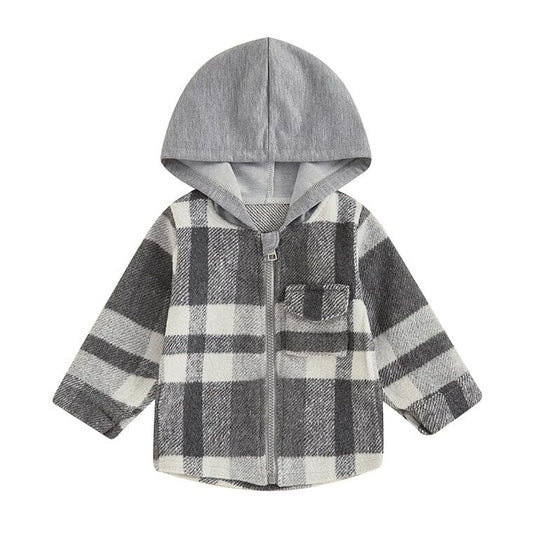 CocoBaby - Cozy Plaid Hooded Baby Jacket