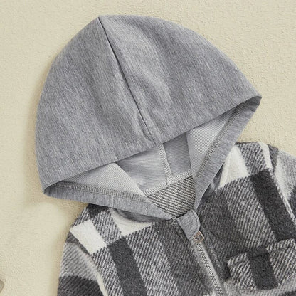 CocoBaby - Cozy Plaid Hooded Baby Jacket