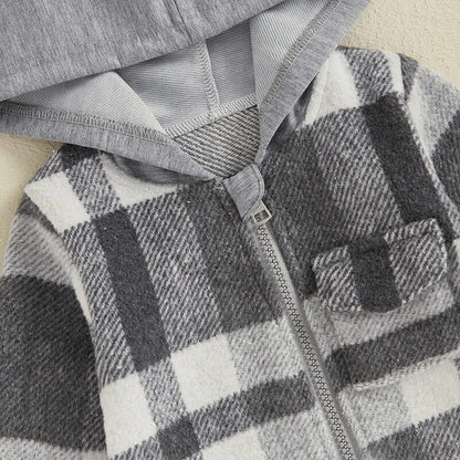 CocoBaby - Cozy Plaid Hooded Baby Jacket