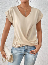 Livia – Draped Women's V-Neck Blouse