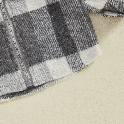 CocoBaby - Cozy Plaid Hooded Baby Jacket