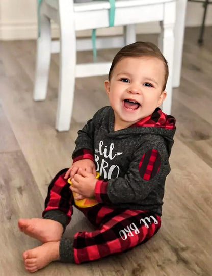 Cozy Plaid Baby Boy Hoodie & Pants