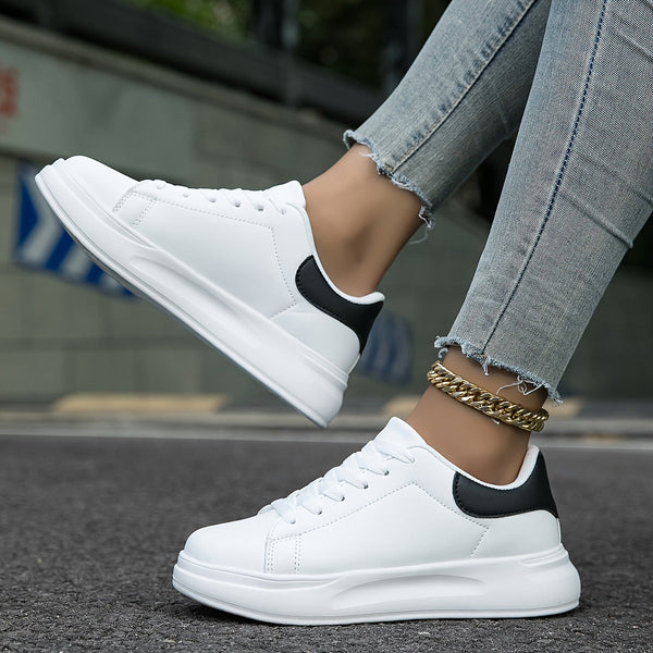 Women's White Faux-Leather Sneakers