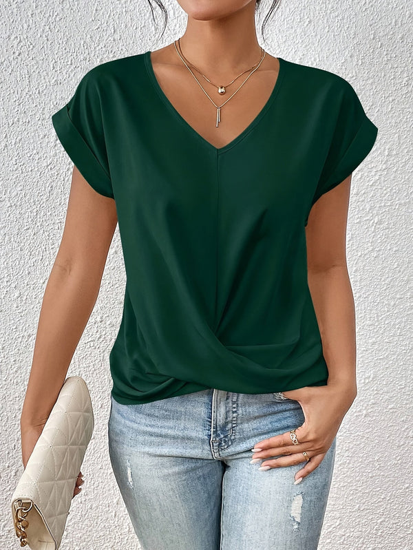 Livia – Draped Women's V-Neck Blouse