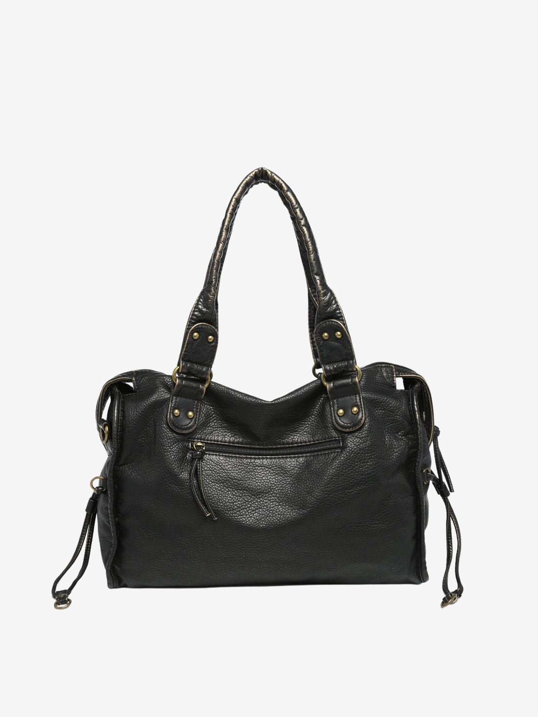 Adriana - Black Shoulder Bag in Vegan Leather with Versatile Carry Options for Women-4