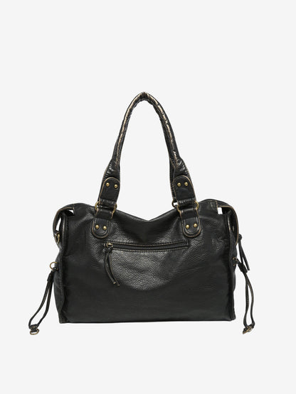Adriana - Black Shoulder Bag in Vegan Leather with Versatile Carry Options for Women-4