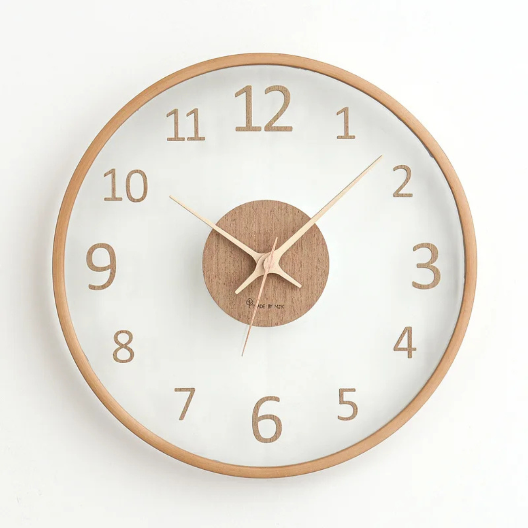 Nova - Modern Glass & Wooden Wall Clock