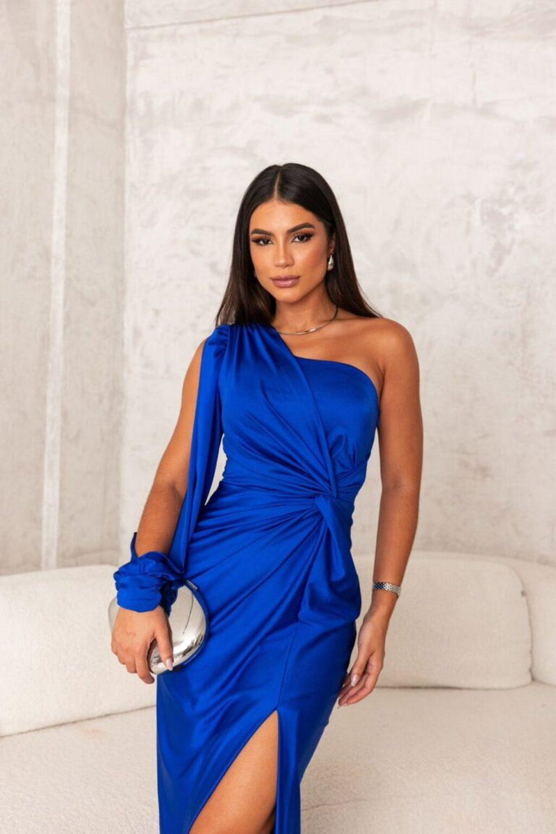 Serena - Sleek One-Shoulder Satin Women's Dress