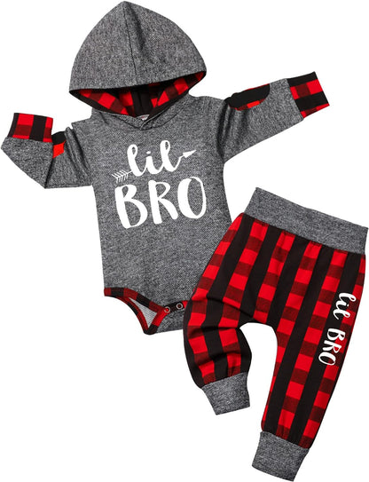 Cozy Plaid Baby Boy Hoodie & Pants