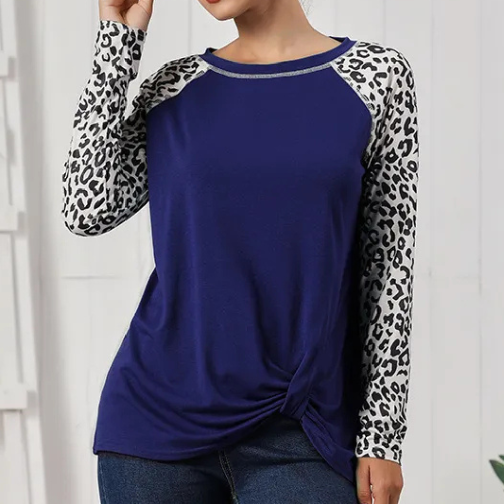 Variant image for Manon - Womens Longsleeve Shirt with Trendy Leopard Motif for Stylish Comfort-11