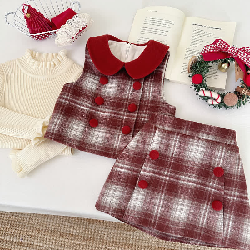 Adorable 2 Piece Red Plaid Baby Girl Set