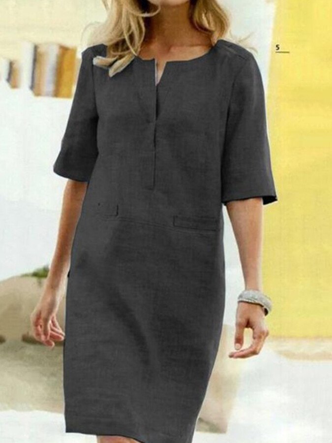 Breeza – Cotton‑Linen Shift Women's Dress