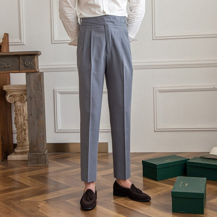 Men’s High-Waist Pleated Trousers
