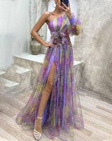 Women's Floral One-Shoulder Maxi Dress