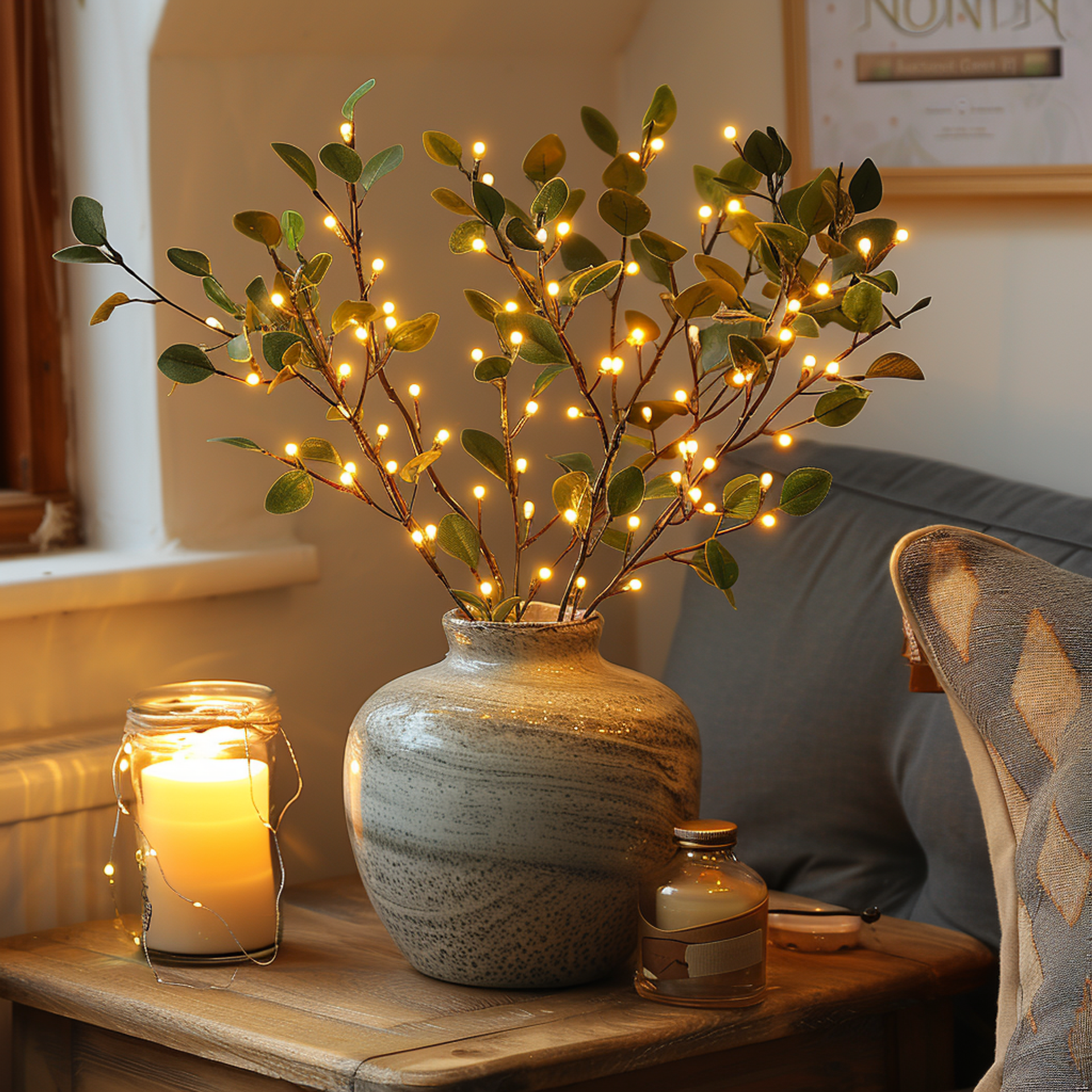 Enchanted Olive Branch Fairy Lights - 120 LEDs Battery Operated Twinkle Lights for Cozy Home Decor-5