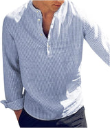 Men's Classic Cotton-Linen Blend Henley Shirt