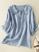 Women's Ruffle Neck Loose Shirt